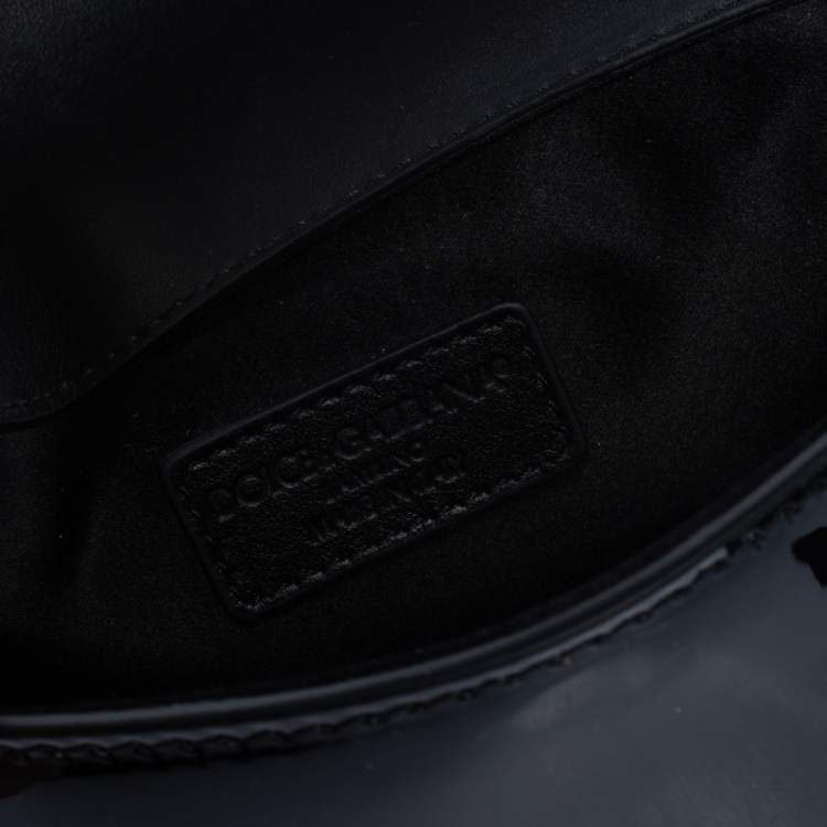 مملوكة مسبقًا Dolce & Gabbana Black Patent Leather Flap Crossbody Bag