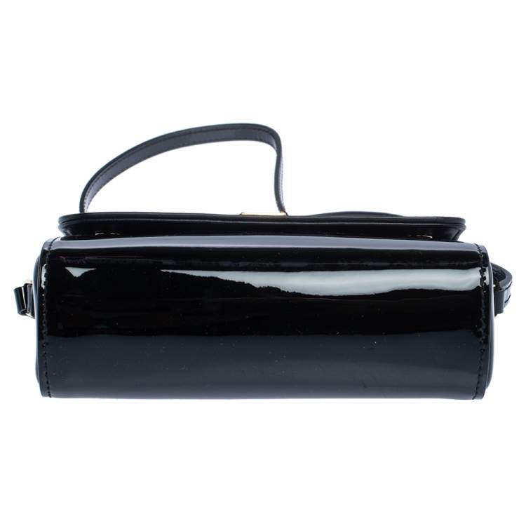 مملوكة مسبقًا Dolce & Gabbana Black Patent Leather Flap Crossbody Bag