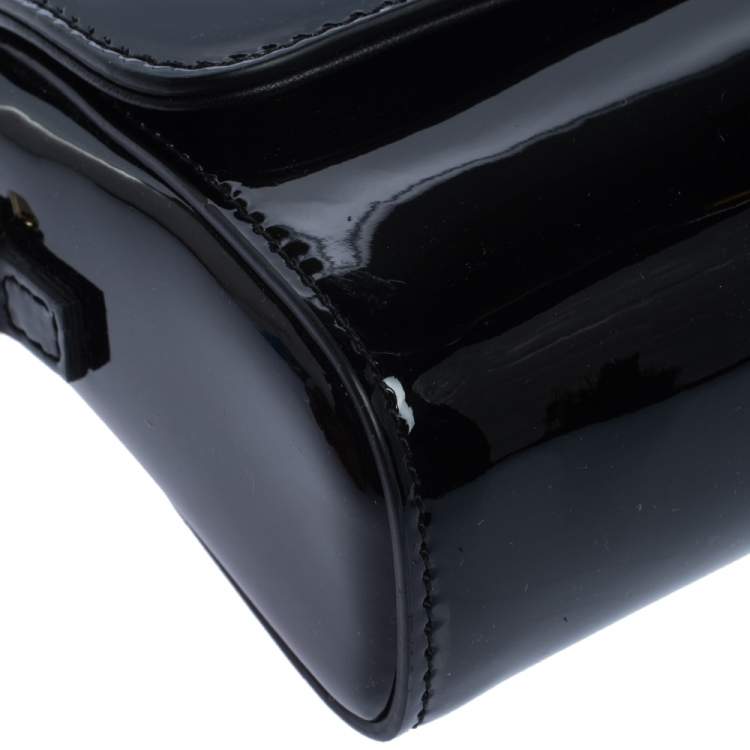 مملوكة مسبقًا Dolce & Gabbana Black Patent Leather Flap Crossbody Bag
