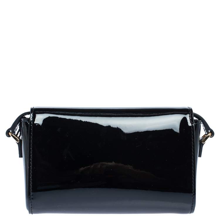 مملوكة مسبقًا Dolce & Gabbana Black Patent Leather Flap Crossbody Bag