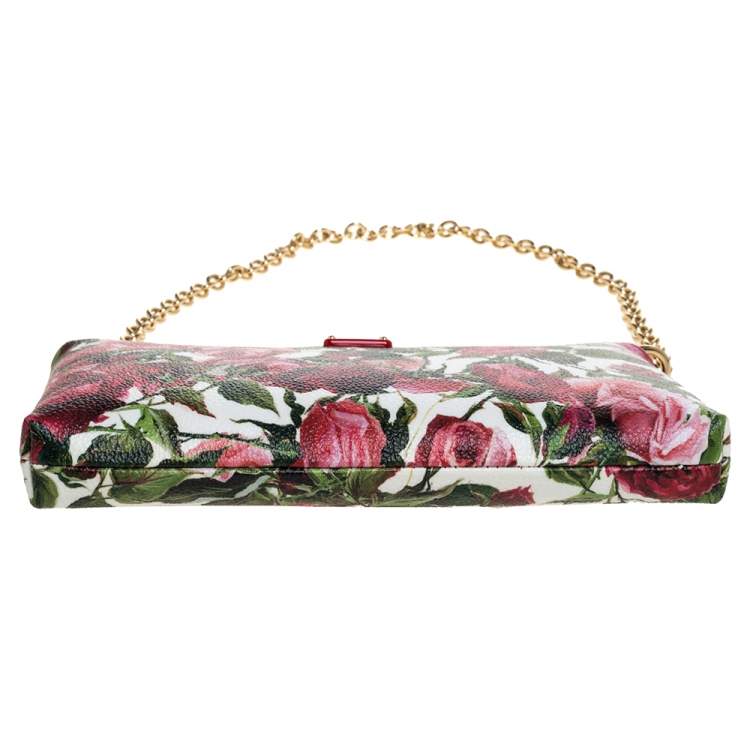 Pre Owned Dolce & Gabbana Multicolor Floral Print Leather Chain Clutch 