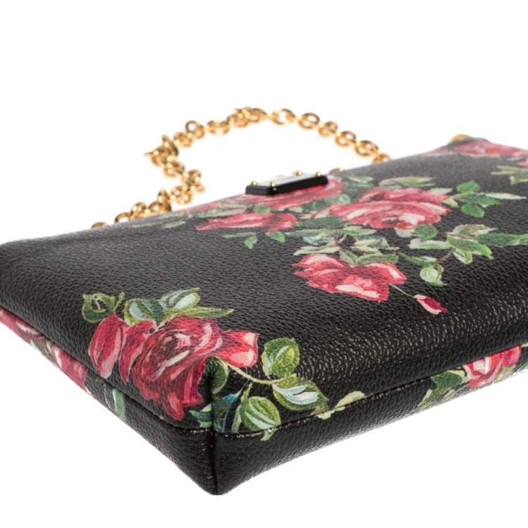 Pre Owned Dolce & Gabbana Multicolor Floral Print Leather Chain Clutch 