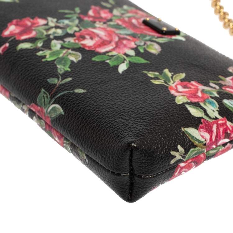 Pre Owned Dolce & Gabbana Multicolor Floral Print Leather Chain Clutch 