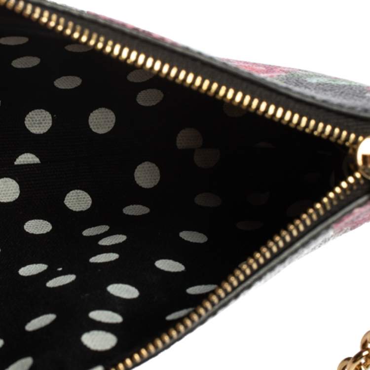 Pre Owned Dolce & Gabbana Multicolor Floral Print Leather Chain Clutch 