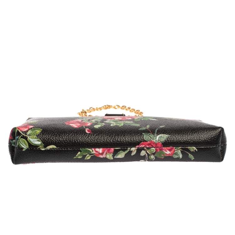Pre Owned Dolce & Gabbana Multicolor Floral Print Leather Chain Clutch 
