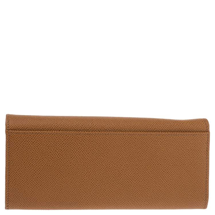 Pre Owned Dolce & Gabbana Tan Leather Dauphine Continental Wallet