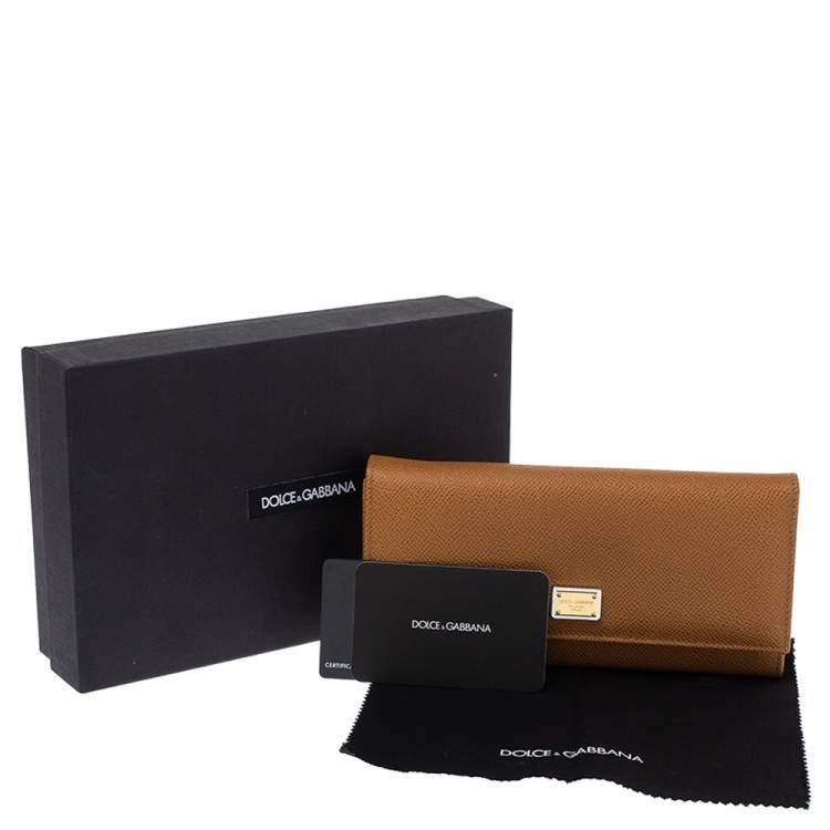 Pre Owned Dolce & Gabbana Tan Leather Dauphine Continental Wallet