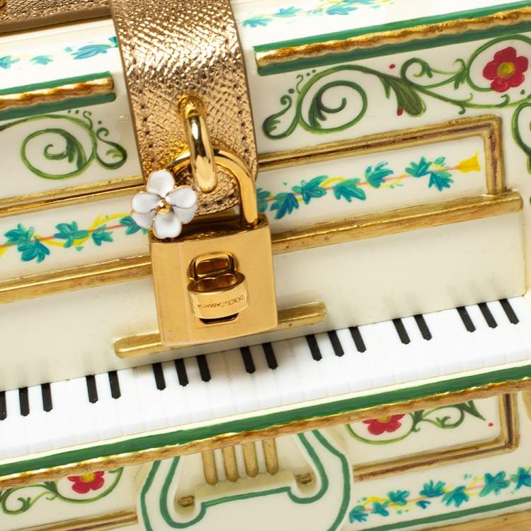 Pre Owned Dolce & Gabbana Multicolor Printed Acrylic and Leather Piano Box Top Handle Bag