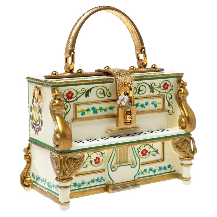Pre Owned Dolce & Gabbana Multicolor Printed Acrylic and Leather Piano Box Top Handle Bag