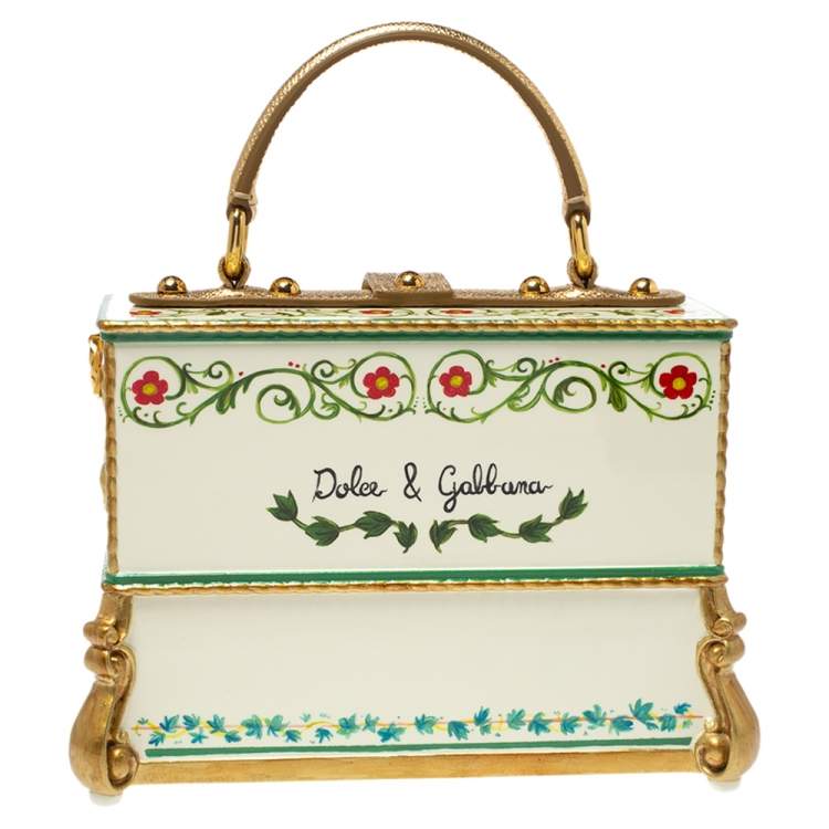 Pre Owned Dolce & Gabbana Multicolor Printed Acrylic and Leather Piano Box Top Handle Bag