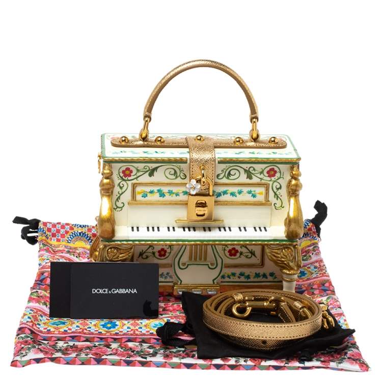 Pre Owned Dolce & Gabbana Multicolor Printed Acrylic and Leather Piano Box Top Handle Bag