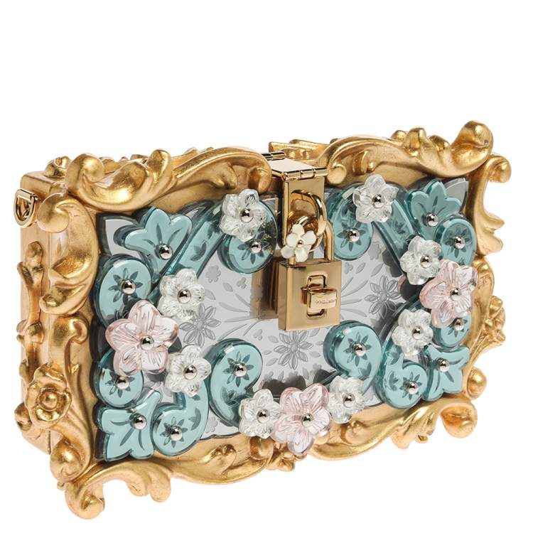 Pre Owned Dolce & Gabbana Multicolor Acrylic Mirrored Baroque Dolce Box Bag