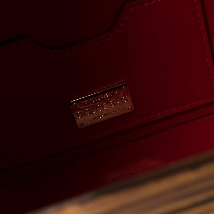 Pre Owned Dolce & Gabbana Beige/Maroon Wood and Python Postage Box Dolce Box Bag