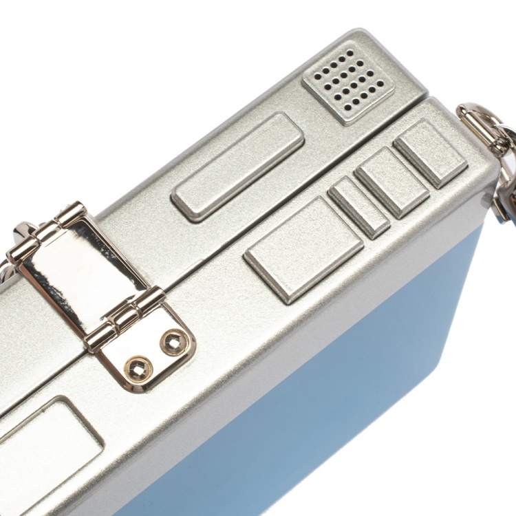 Pre Owned Dolce & Gabbana Blue/Silver Wood Walkman Box Clutch Bag