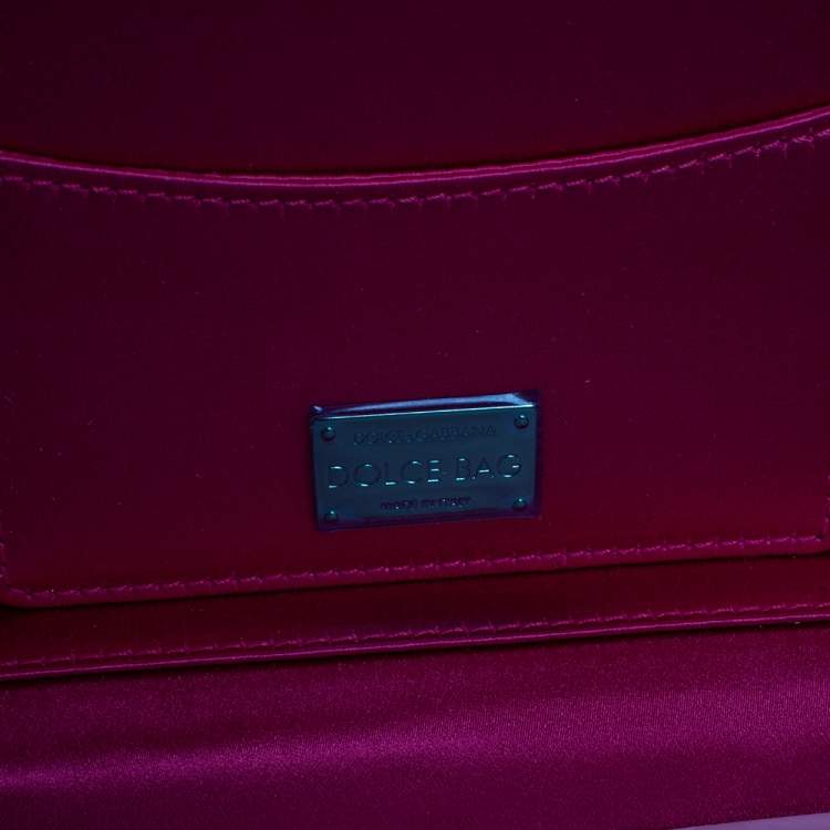 Pre Owned Dolce & Gabbana Pink Heat-Applied Rhinestones Dolce Box Chain Clutch