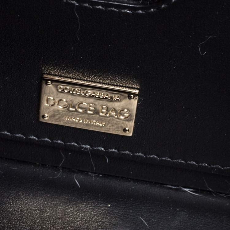 Pre Owned Dolce & Gabbana Dusty Pink/Black Rabbit Fur and Lizard Embossed Leather Dolce Box Top Handle Bag