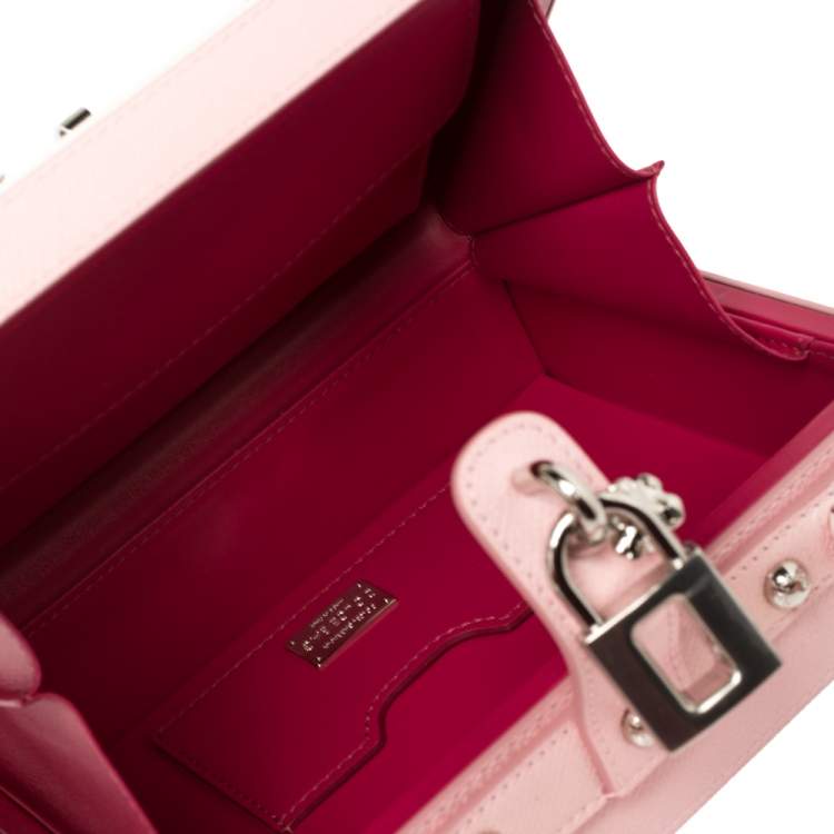 Pre Owned Dolce & Gabbana Pink/White Leather Floral Embellished Dolce Box Bag 