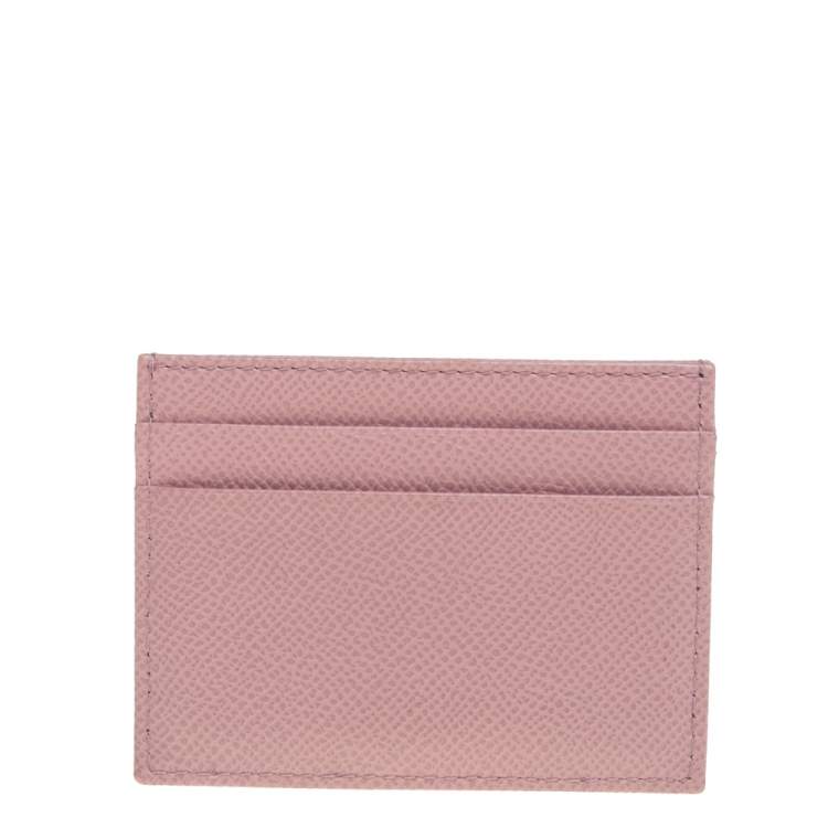 Pre Owned Dolce & Gabbana Powder Pink Grained Leather Card Holder