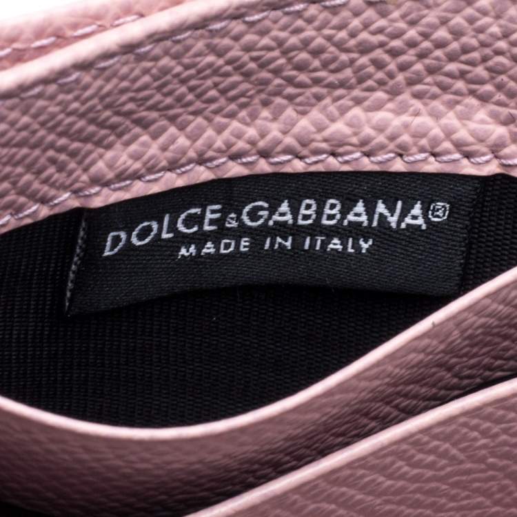 Pre Owned Dolce & Gabbana Powder Pink Grained Leather Card Holder