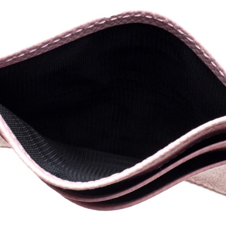 Pre Owned Dolce & Gabbana Powder Pink Grained Leather Card Holder