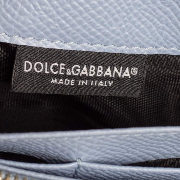 Pre Owned Dolce & Gabbana Blue Lizard Embossed Leather Lucia Wallet On Chain