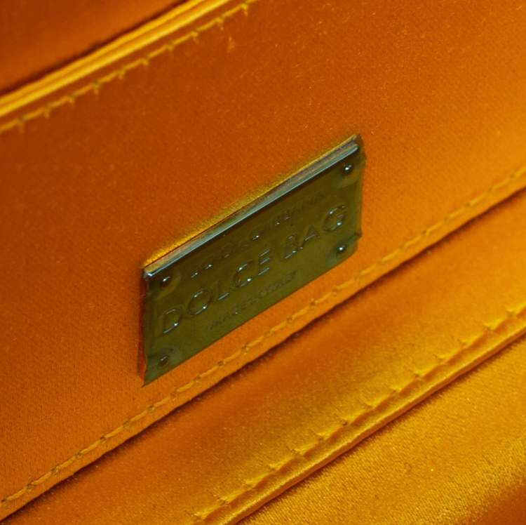 Pre Owned Dolce & Gabbana Yellow Crystal Embellished Satin Dolce Box Bag