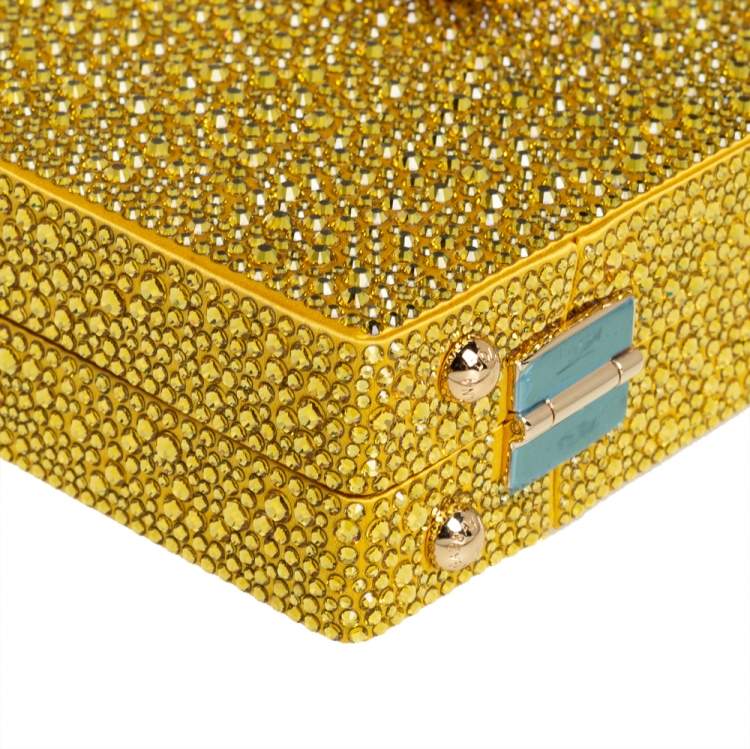Pre Owned Dolce & Gabbana Yellow Crystal Embellished Satin Dolce Box Bag