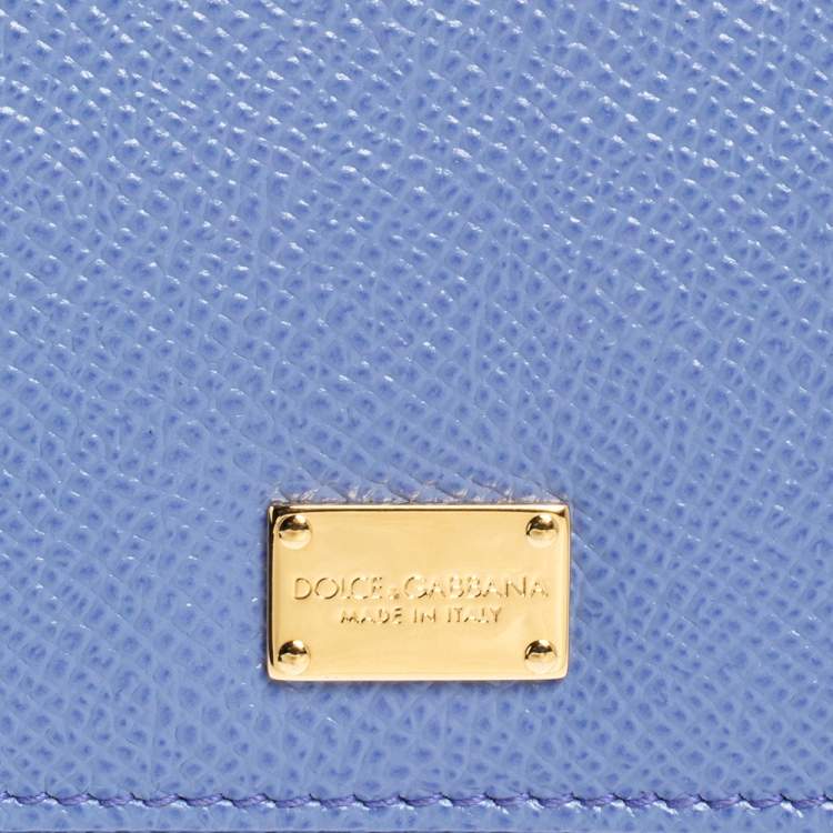 Pre Owned Dolce & Gabbana Purple Leather Dauphine Trifold Wallet 