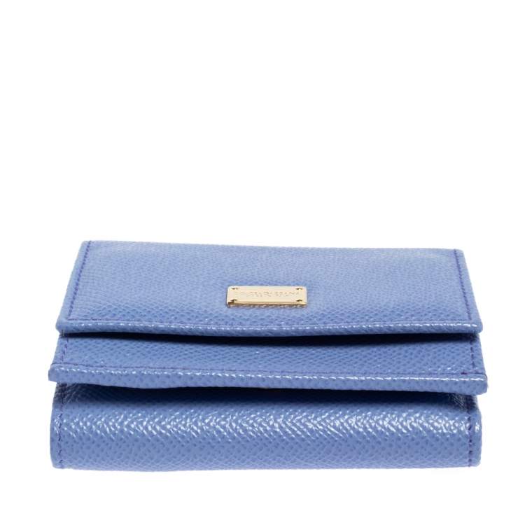 Pre Owned Dolce & Gabbana Purple Leather Dauphine Trifold Wallet 