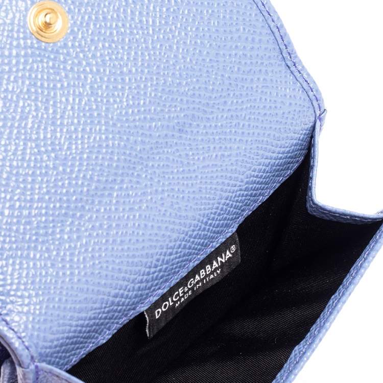 Pre Owned Dolce & Gabbana Purple Leather Dauphine Trifold Wallet 
