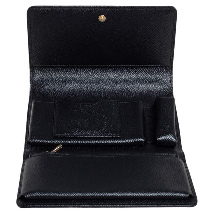 Pre Owned Dolce & Gabbana Black/Brown Leopard Print Coated Canvas Sicily Lipstick Wallet on Chain