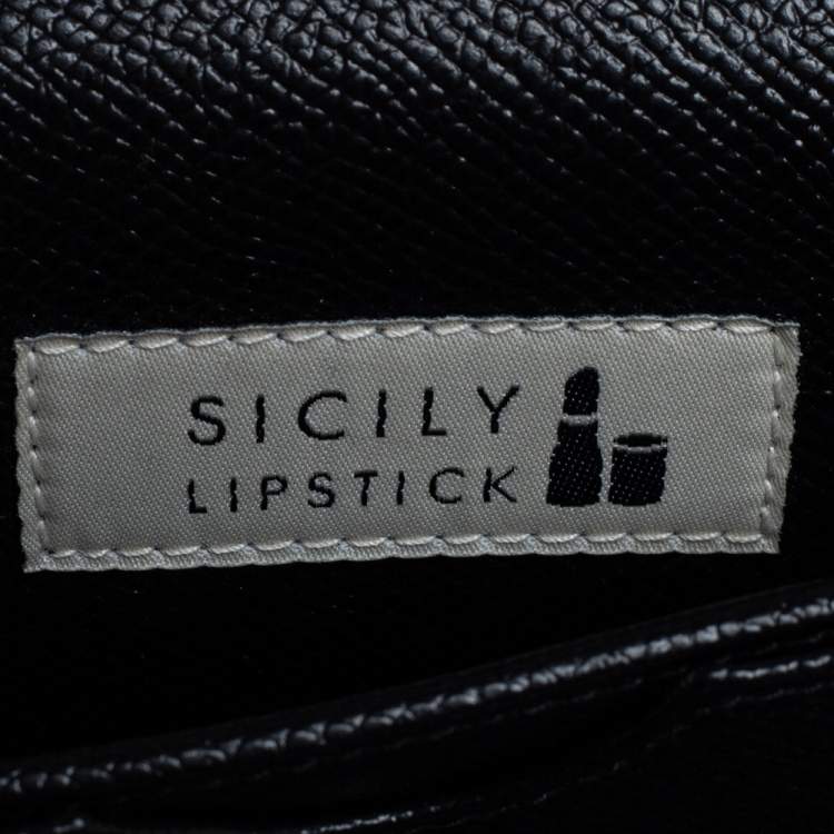 Pre Owned Dolce & Gabbana Black/Brown Leopard Print Coated Canvas Sicily Lipstick Wallet on Chain