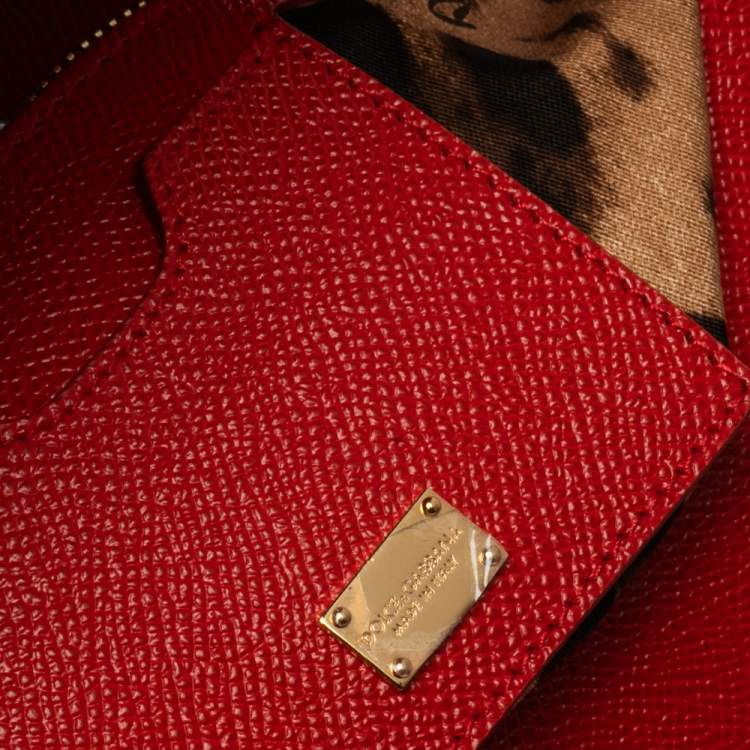 Pre Owned Dolce & Gabbana Red Leather Large Miss Sicily Top Handle Bag