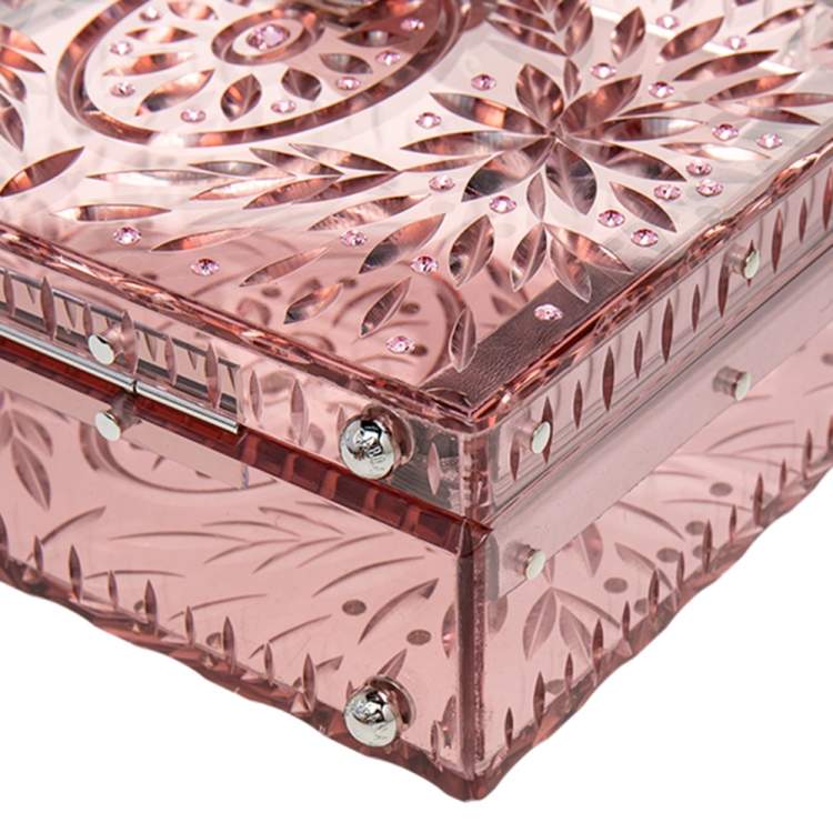 Pre Owned Dolce & Gabbana Pink Plexiglass Cinderella Top Handle Bag