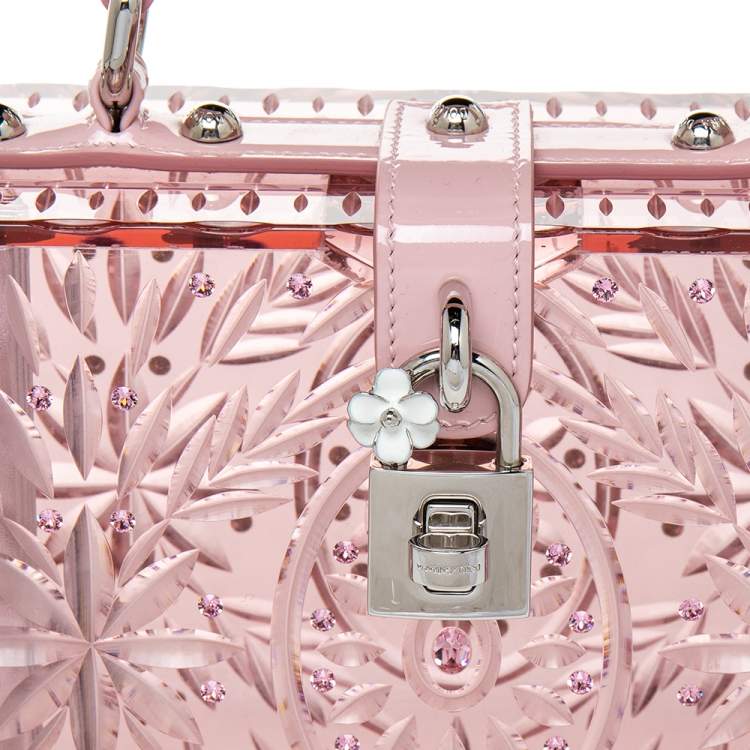 Pre Owned Dolce & Gabbana Pink Plexiglass Cinderella Top Handle Bag