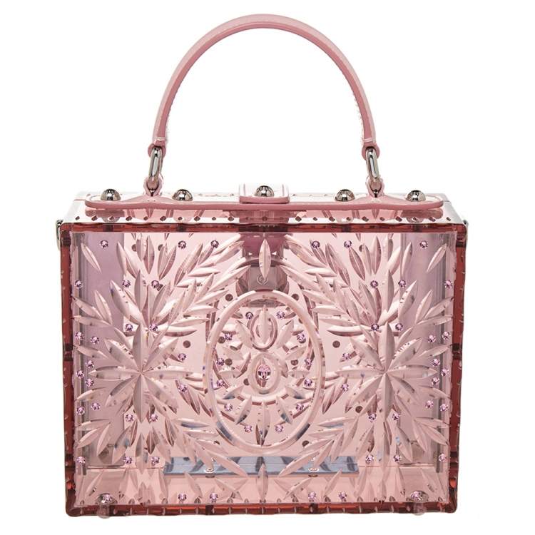 Pre Owned Dolce & Gabbana Pink Plexiglass Cinderella Top Handle Bag