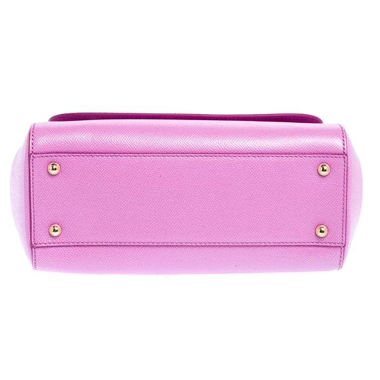 Pre Owned Dolce & Gabbana Pink Leather Medium Miss Sicily Top Handle Bag
