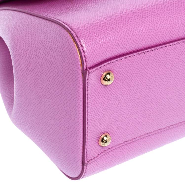 Pre Owned Dolce & Gabbana Pink Leather Medium Miss Sicily Top Handle Bag