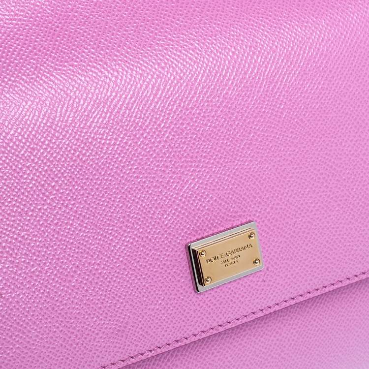 Pre Owned Dolce & Gabbana Pink Leather Medium Miss Sicily Top Handle Bag