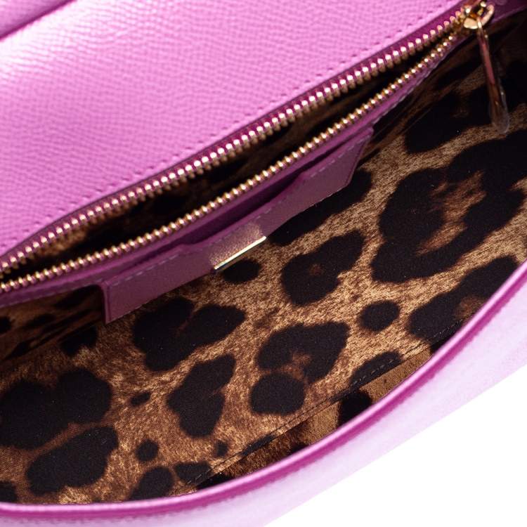 Pre Owned Dolce & Gabbana Pink Leather Medium Miss Sicily Top Handle Bag