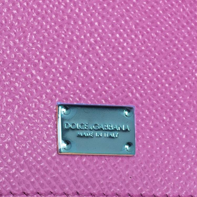 Pre Owned Dolce & Gabbana Pink Leather Medium Miss Sicily Top Handle Bag