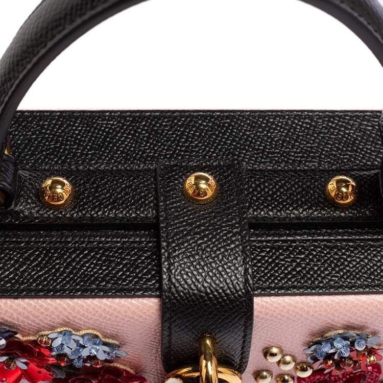 Pre Owned Dolce & Gabbana Multicolor Embellished Leather Box L' Amore Top Handle Bag