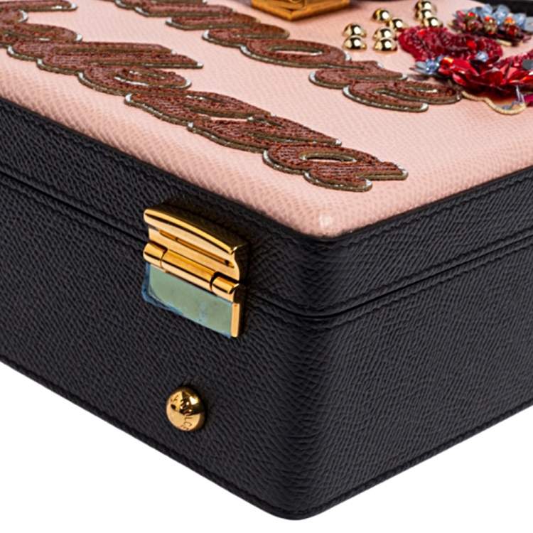 Pre Owned Dolce & Gabbana Multicolor Embellished Leather Box L' Amore Top Handle Bag
