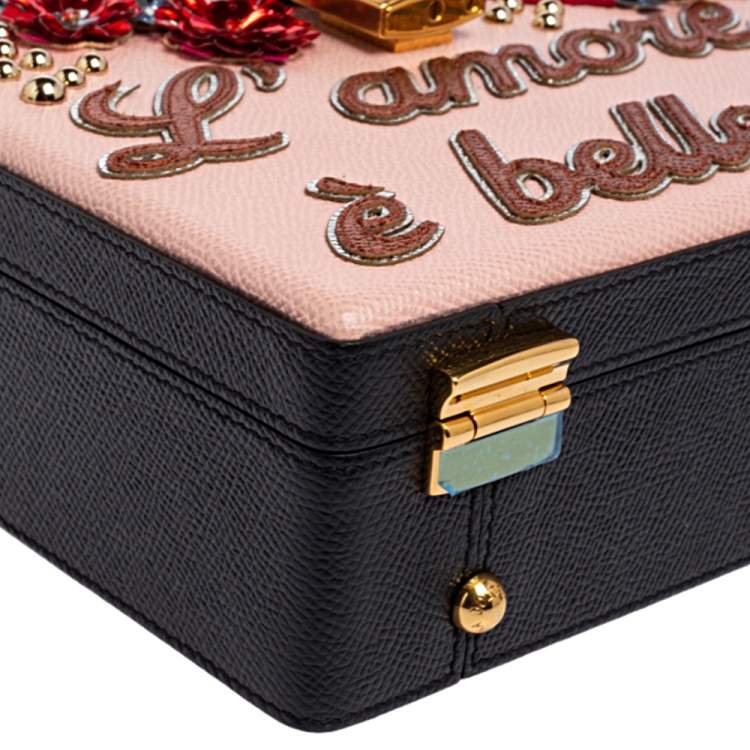Pre Owned Dolce & Gabbana Multicolor Embellished Leather Box L' Amore Top Handle Bag