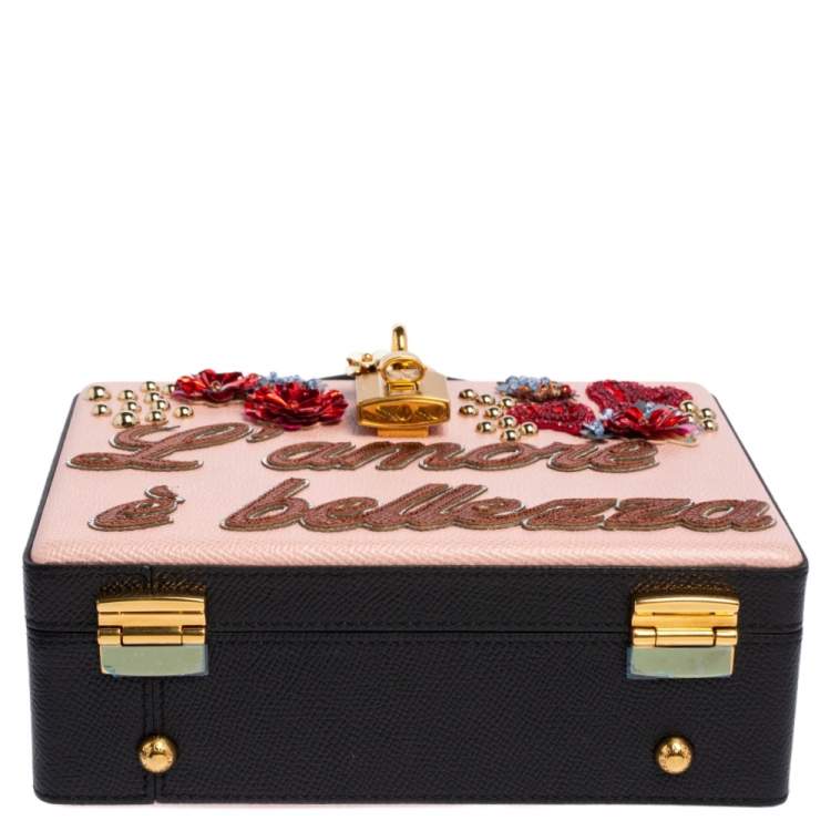 Pre Owned Dolce & Gabbana Multicolor Embellished Leather Box L' Amore Top Handle Bag