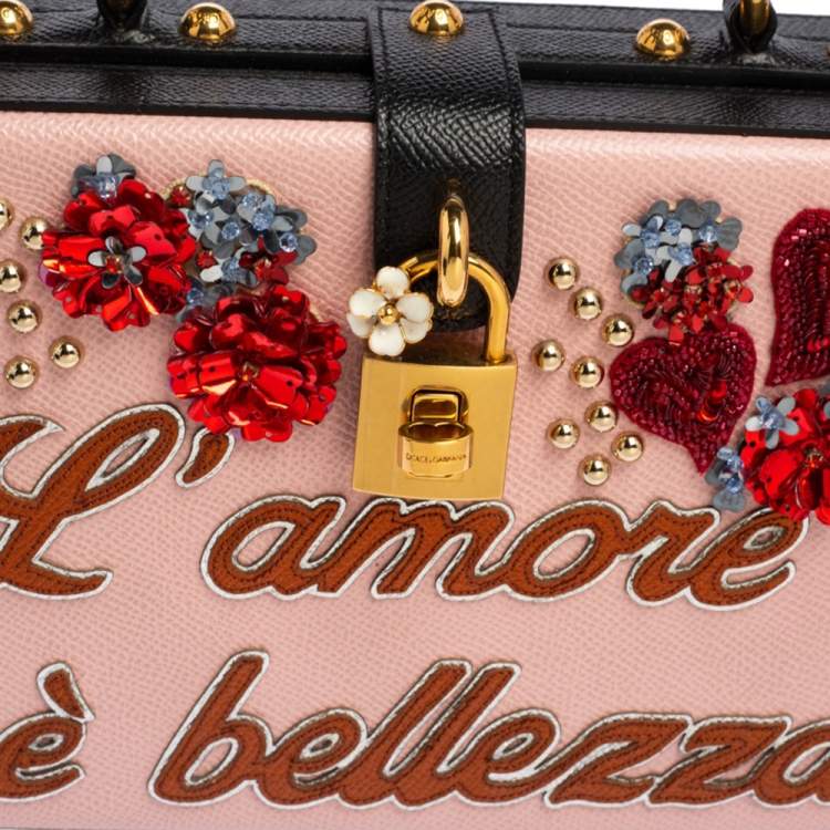 Pre Owned Dolce & Gabbana Multicolor Embellished Leather Box L' Amore Top Handle Bag