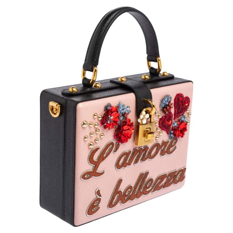 Pre Owned Dolce & Gabbana Multicolor Embellished Leather Box L' Amore Top Handle Bag
