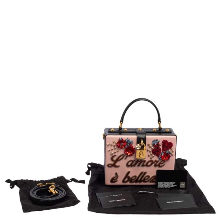 Pre Owned Dolce & Gabbana Multicolor Embellished Leather Box L' Amore Top Handle Bag