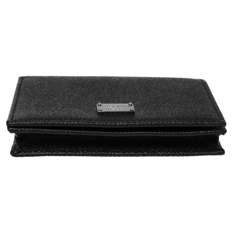 Pre Owned Dolce & Gabbana Black Leather Flap Card Holder