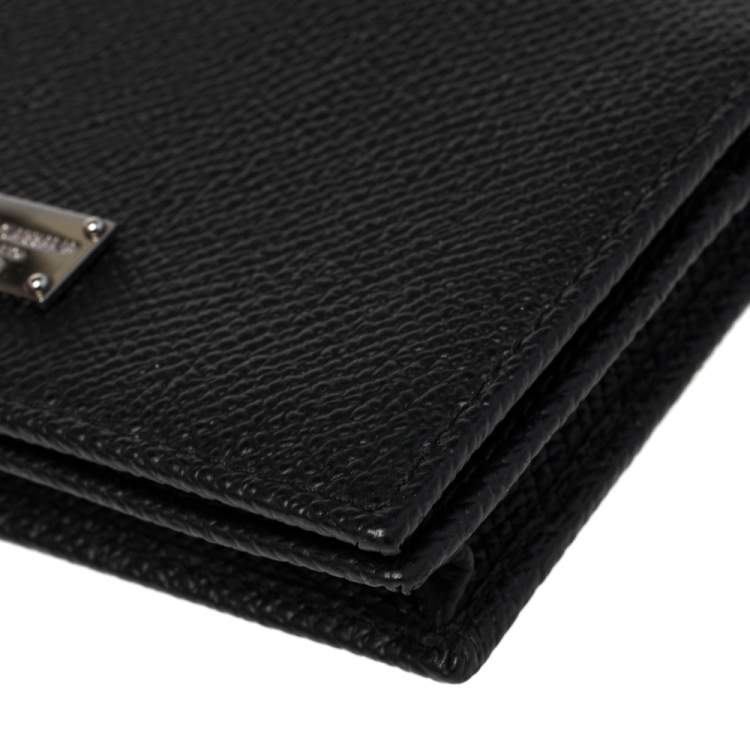 Pre Owned Dolce & Gabbana Black Leather Flap Card Holder